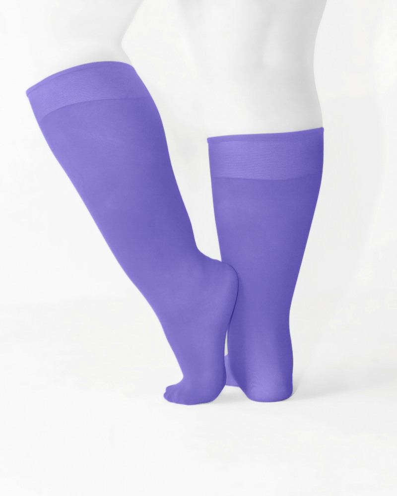 1532 Plus Lavender Knee High Trouser Nylon Socks