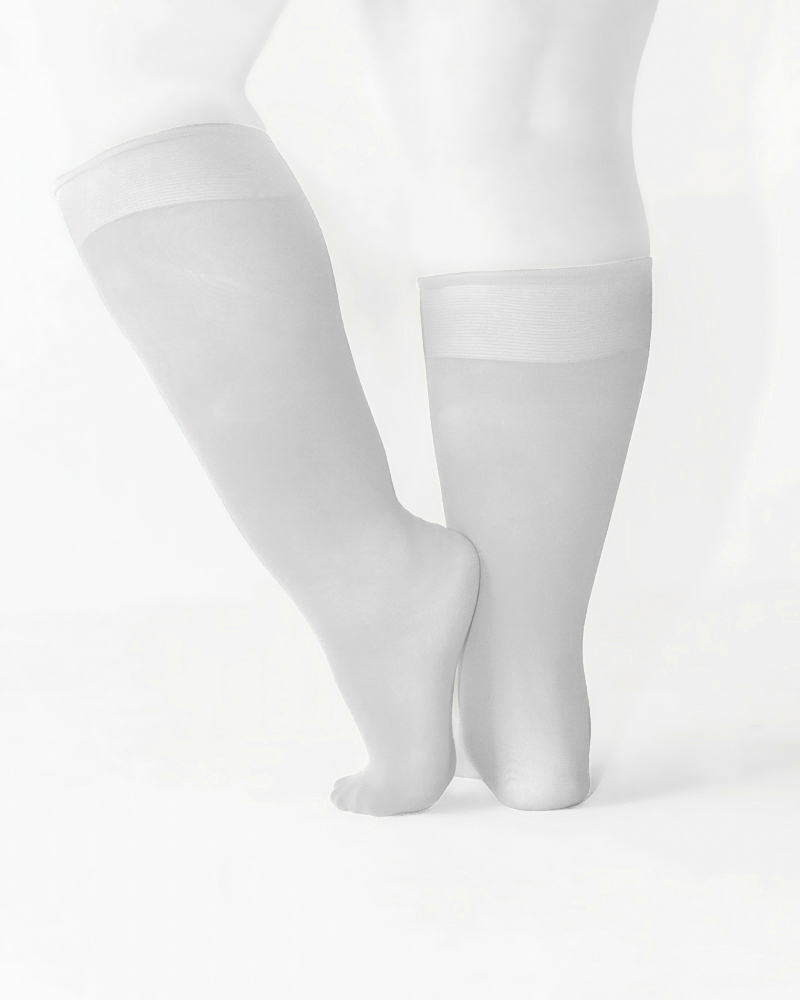 1532 Plus Light Grey Knee High Trouser Nylon Socks