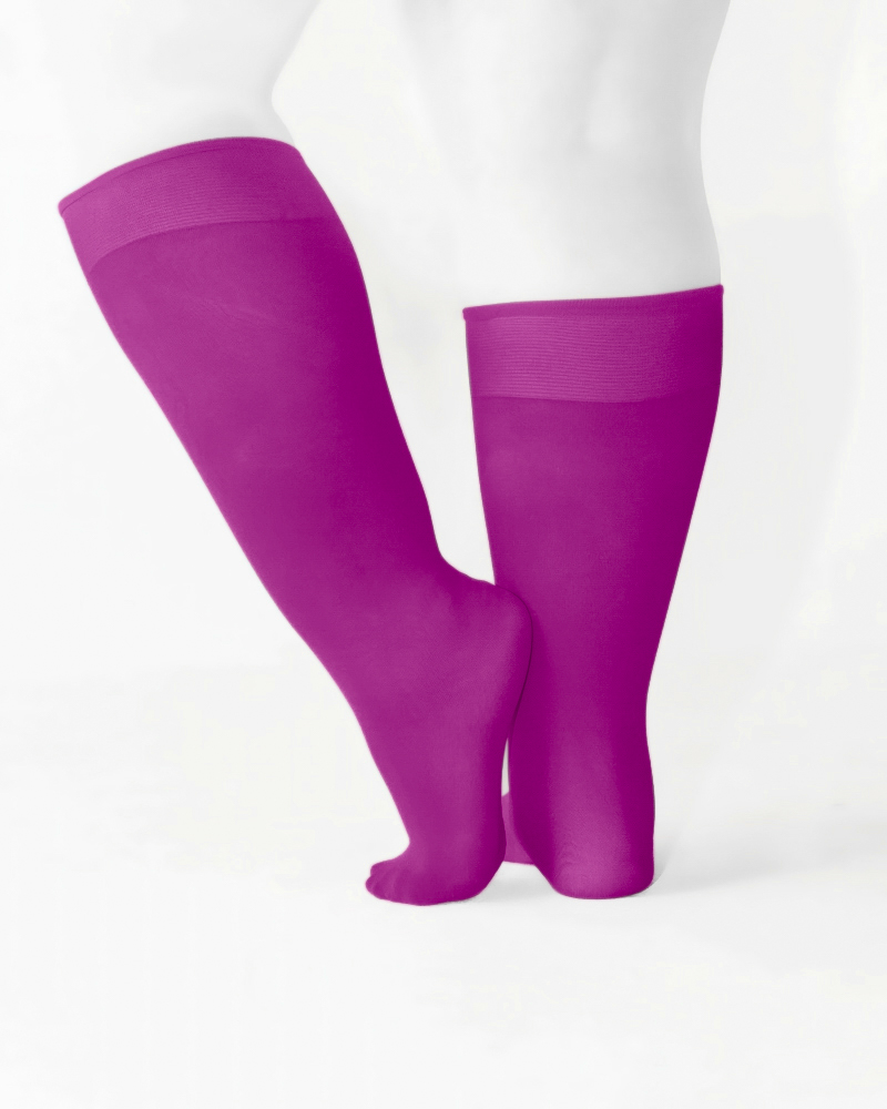 1532 Plus Magenta Knee High Trouser Nylon Socks