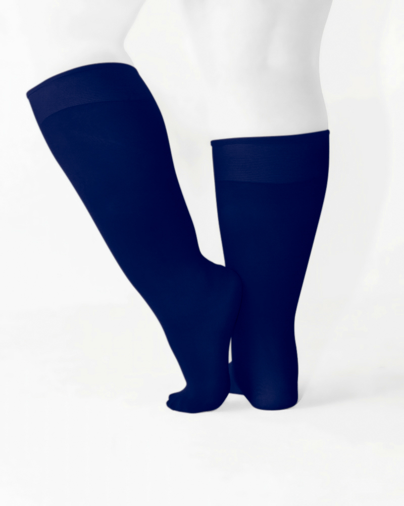 1532 Plus Navy Knee High Trouser Nylon Socks