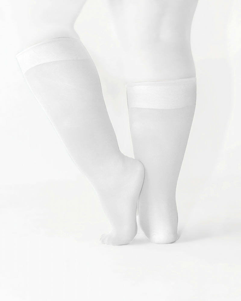 1532 Plus White Knee High Trouser Nylon Socks