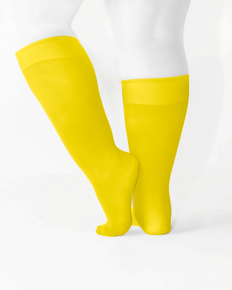 1532 Plus Yellow Knee High Trouser Nylon Socks