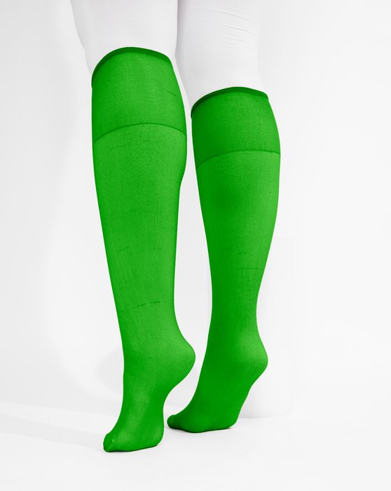 1536 Kelly Green Sheer Color Knee Hig Socks