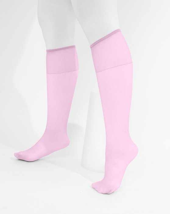 1536 Light Pink Sheer Color Knee Hig Socks
