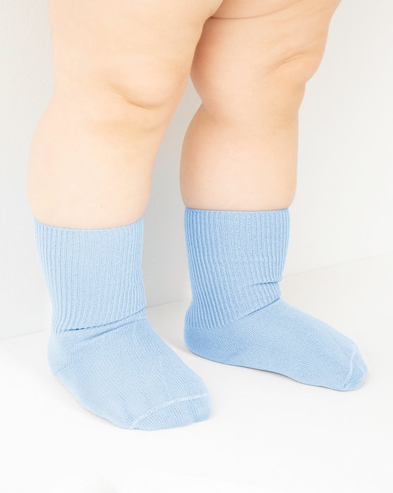 1577 Baby Blue Solid Color Kids Socks