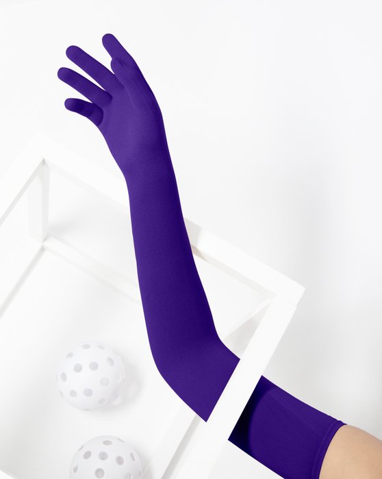 3607 Purple Long Matte Knitted Seamless Armsocks Gloves
